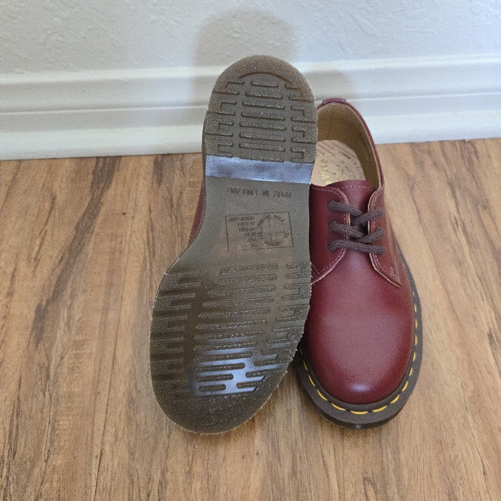 1461 Dr. Marten Women 6 Vintage Made in England Leather Oxford Red Shoes 112025 - Picture 6 of 10